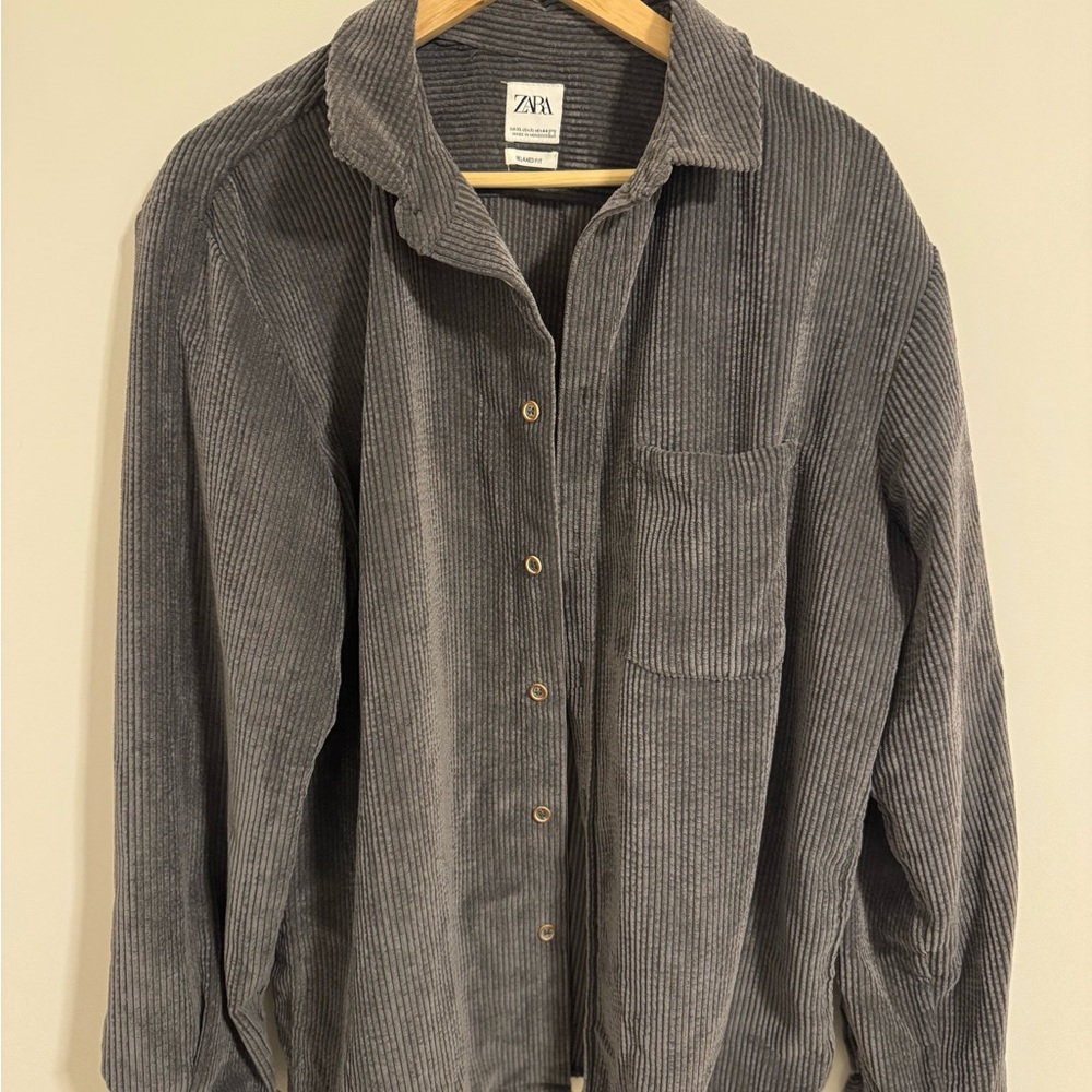 Zara Men's Gray Corduroy Sweater